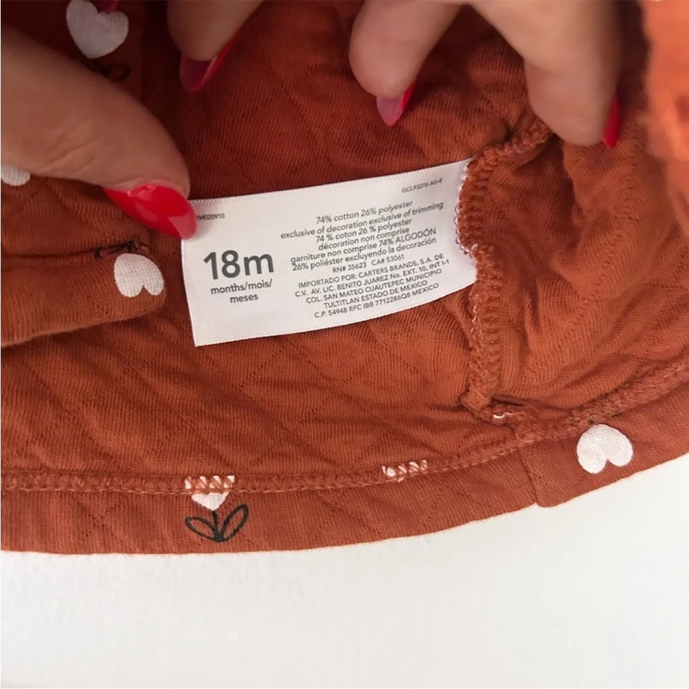Carter's Rust Heart Patterned Hooded Vest 18 Months